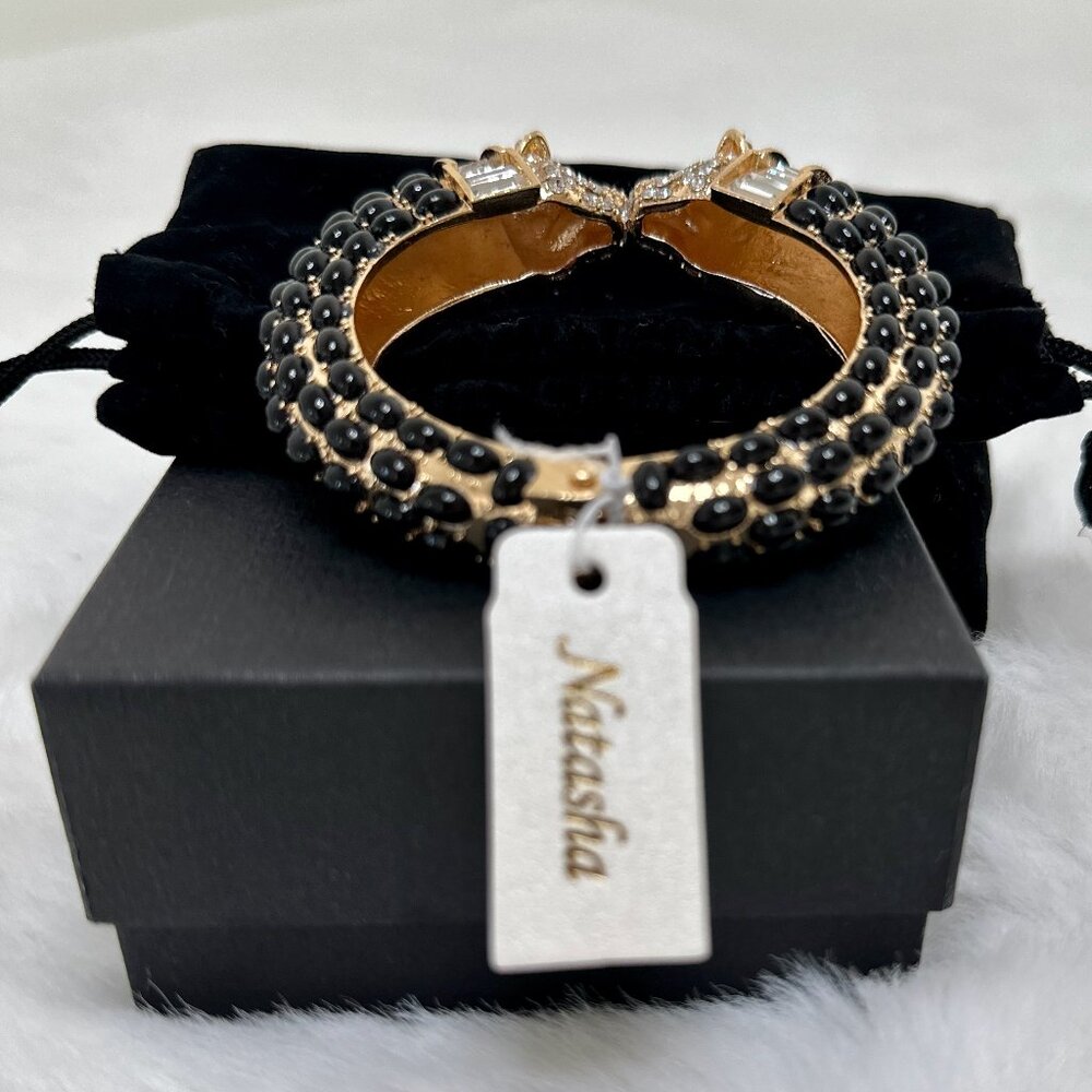 Natasha Couture Gold & Black Panther Bracelet - Picture 3 of 13